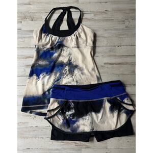 Lululemon Speed squad skirt milky way galaxy and Scoop me up Tank sz 8